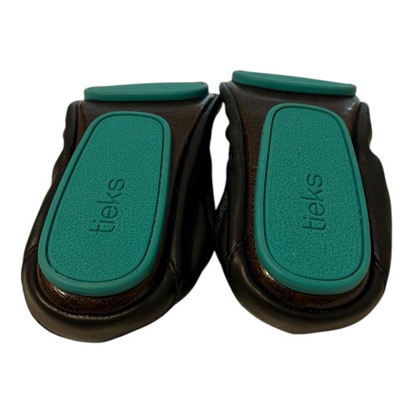 TIEKS by Gavrieli Black Leather Ballet Flats Sz. 6 Foldable Designer Shoes - Picture 3 of 8